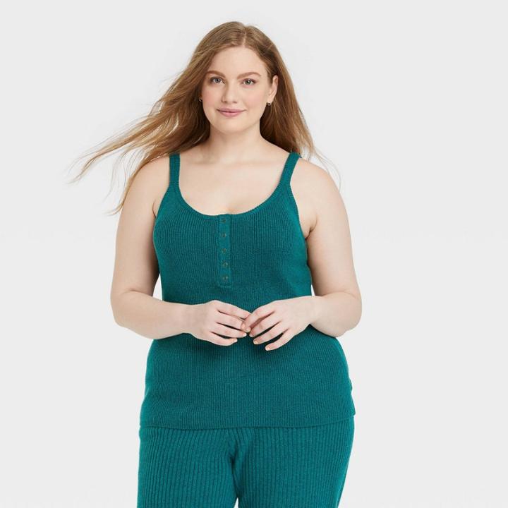 Women's Plus Size U-neck Sweater Tank - Universal Thread Teal