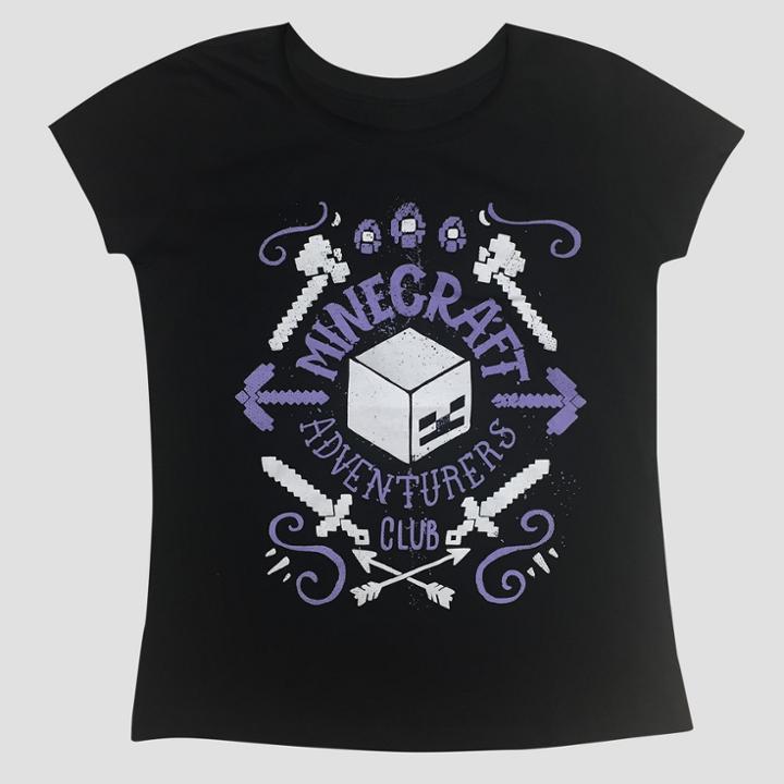 Minecraft Adventures Club Girls' T-shirt By Jinx - Black - L (10-12),