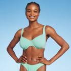 Juniors' Ribbed Underwire Bikini Top - Xhilaration Mint Green D/dd Cup