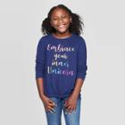 Girls' Long Sleeve Embrace Your Inner Unicorn Cozy Pullover - Cat & Jack Navy S, Girl's, Size: