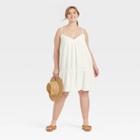 Women's Plus Size Sleeveless Short Pintuck Dress - Universal Thread White