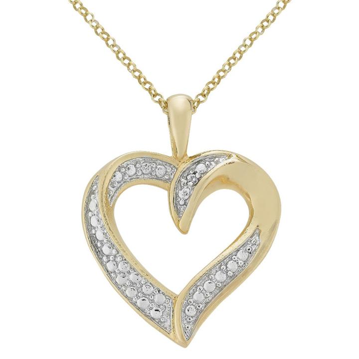 Target Diamond Accent Heart Pendant In Silver Plated Brass (ij-i2-i3), Girl's
