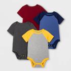 Baby Boys' 4pk Short Sleeve Bodysuit - Cat & Jack Navy/gold/maroon