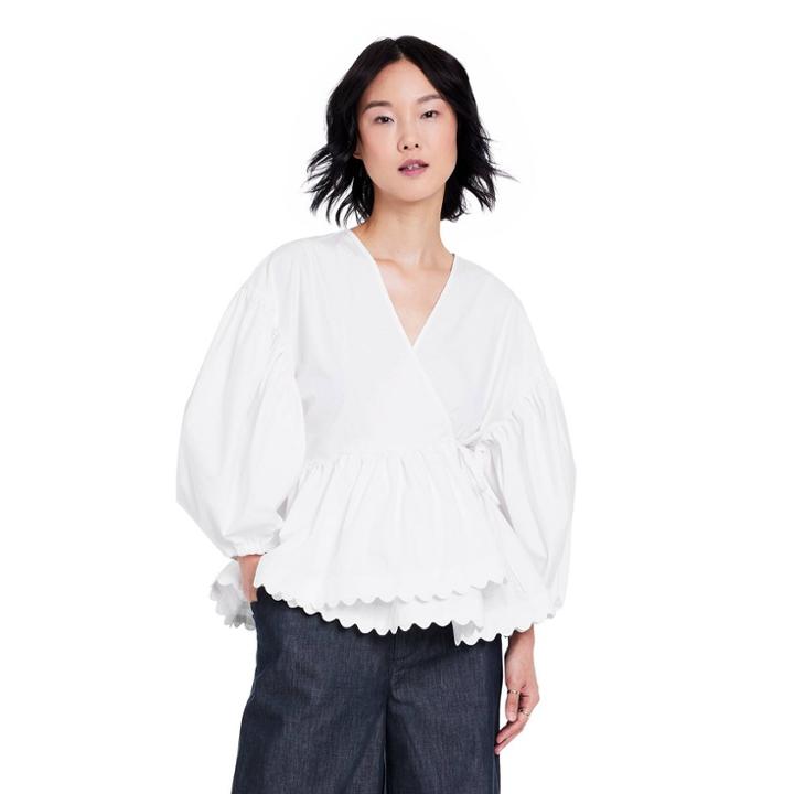 Women's Scallop Edge Wrap Top - Kika Vargas X Target White Xxs