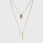 Two Layer With Paddle Cluster And Stone Shard Necklace - Universal Thread Gold