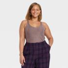 Women's Plus Size Fine Gauge Sweater Tank Top - A New Day Dark Brown
