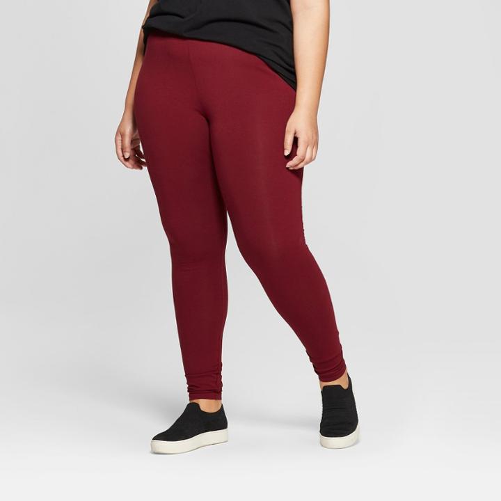 Women's Plus Size Ankle Length Leggings - Ava & Viv Burgundy (red)