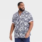 Men's Tall Floral Print Standard Fit Short Sleeve Button-down Shirt - Goodfellow & Co Dark Blue/floral