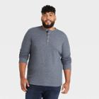 Men's Tall Standard Fit Long Sleeve Henley T-shirt - Goodfellow & Co Blue