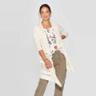 Women's Long Sleeve Open Front With Lace Details Cardigan - Knox Rose Ivory