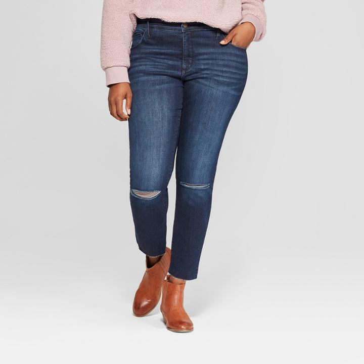 Target Women's Plus Size Distressed Skinny Jeans - Universal Thread Dark Wash
