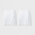 Girls' 2pk Solid Long Sleeve T-shirt - Cat & Jack White S, Girl's,