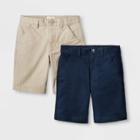 Boys' 2pk Flat Front Stretch Uniform Shorts - Cat & Jack Khaki/navy