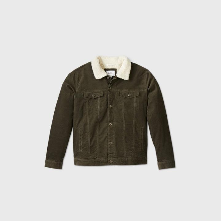 Men's Tall Corduroy Trucker Jacket - Goodfellow & Co Olive Green Mt, Green/green