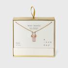 Silver Plated Rose Quartz Stone With Gold Finish Necklace - A New Day Pink