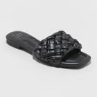 Women's Carissa Woven Slide Sandals - A New Day Black