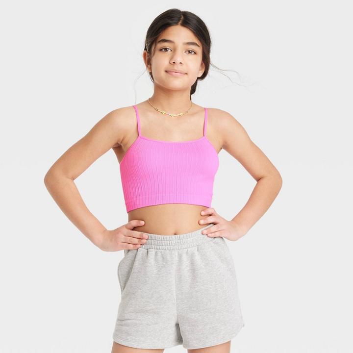 Girls' Seamless Cropped Cami Tank Top - Art Class Hot Pink