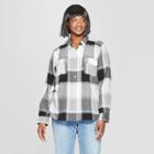 Women's Plus Size Plaid Long Sleeve Flannel Shirt - Universal Thread Black