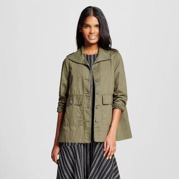 Women's Peplum Utility Jacket - Who What Wear Olive M, Size: