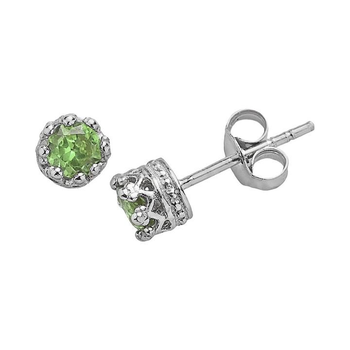 1/2 Tcw Tiara Sterling Silver 4mm Round-cut Peridot Crown Earrings
