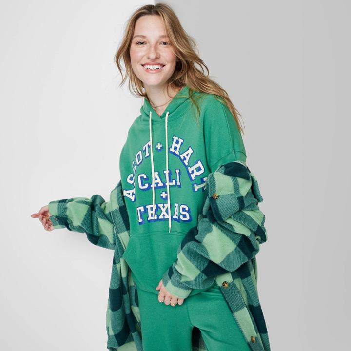 Women's Ascot + Hart Cali + Texas Graphic Hooded Sweatshirt - Green