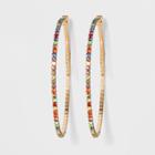 Acrylic Rainbow Rhinestone Post Hoop Earrings - Wild Fable, Bright Gold