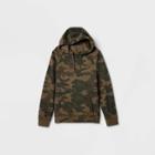 Men's Camo Print Fleece Pullover Hoodie Sweatshirt - All In Motion Olive Green