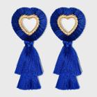 Sugarfix By Baublebar Fringe Heart Tassel Earrings - Blue