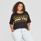 Women's Plus Size Short Sleeve Good Vibes Cropped Graphic T-shirt - Freeze (juniors') Black