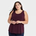 Women's Plus Size Essential Relaxed Tank Top - Ava & Viv Berry