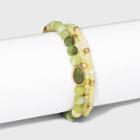 Semi-precious Jade And Aventurine With Recycled Metal Stretch Bracelet Set 2pc - Universal Thread Green