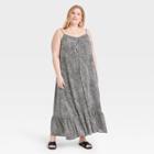 Women's Plus Size Sleeveless Floating Dress - Ava & Viv Black Printed