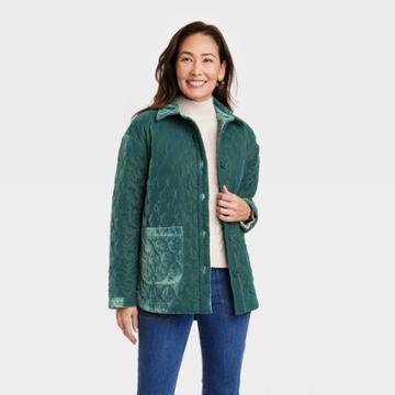 Women's Quilted Velour Jacket - Knox Rose Green