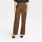 Women's Swirl Print High-rise Relaxed Fit Wide Leg Pants - Who What Wear Brown