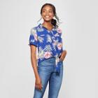 Women's Floral Print Tropical Camp Shirt - Lily Star (juniors') Navy
