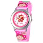 Disney Girls' Red Balloon Pretty Girl Monkey Stainless Steel Time Teacher Watch - Pink, Girl's