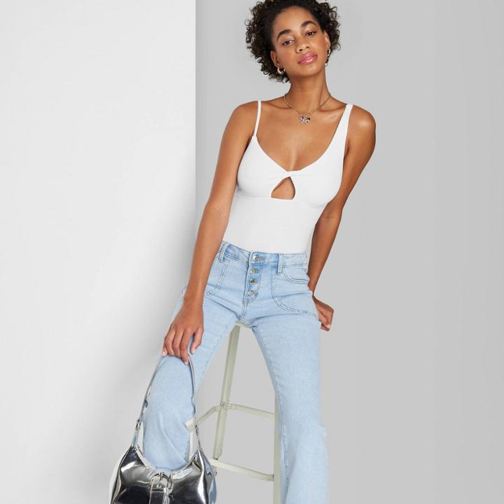 Women's Twist-front Tank Bodysuit - Wild Fable White Xxs