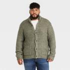 Men's Big & Tall Regular Fit Collared Cardigan - Goodfellow & Co Olive Green