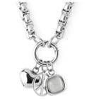 Elya Stainless Steel Box Chain Heart And Peace Symbol Charmed Necklace, Girl's,