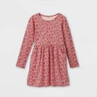 Girls' Printed Long Sleeve Knit Dress - Cat & Jack Red