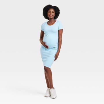 Short Sleeve Essential T-shirt Maternity Dress - Isabel Maternity By Ingrid & Isabel Blue