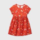 Toddler Girls' Short Sleeve Floral Dress - Cat & Jack Rust Orange 12m, Orange/red