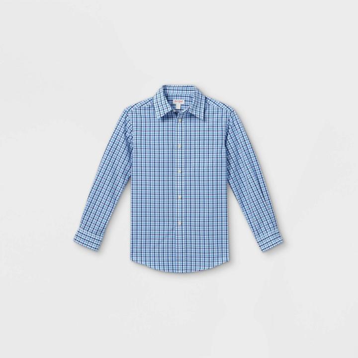 Boys' Checked Long Sleeve Button-down Shirt - Cat & Jack Blue