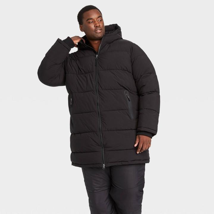 Men's Big & Tall Mid-length Puffer Jacket - All In Motion Black