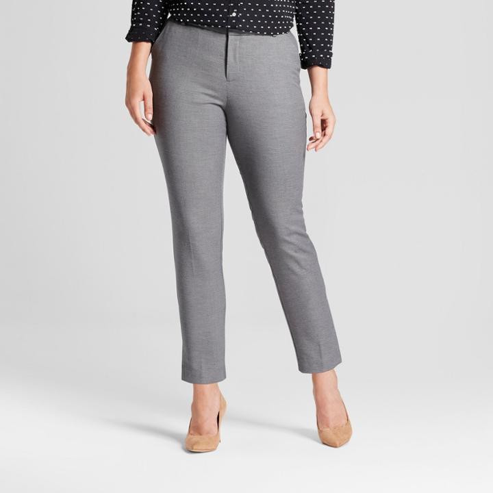 Women's Straight Leg Curvy Fit Slim Ankle Pants - A New Day Gray