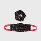 Women's Strawberry Print Face Mask + Hair Twister - Wild Fable Black