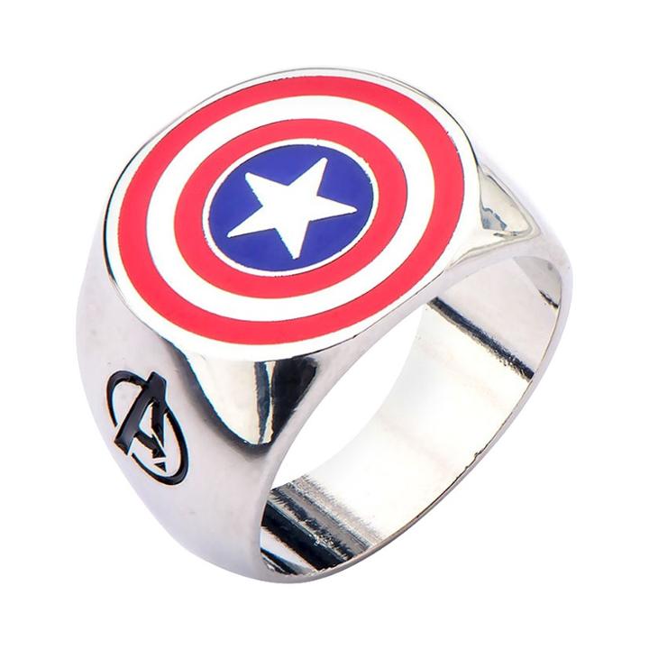 Star Wars Men's Marvel Avengers Captain America Stainless Steel Logo Ring Best Seller, Size: