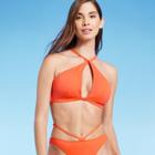 Women's Longline Keyhole Halter Bikini Top - Shade & Shore Orange