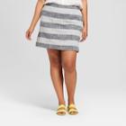 Women's Plus Size Striped A-line Mini Skirt - A New Day Navy/cream