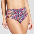 Women's Strappy High Waist Bikini Bottom - Xhilaration Blue Floral